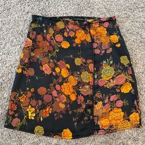 PrettyLittleThing Black Mini Skirt with Orange, Pink & Teal Floral Print